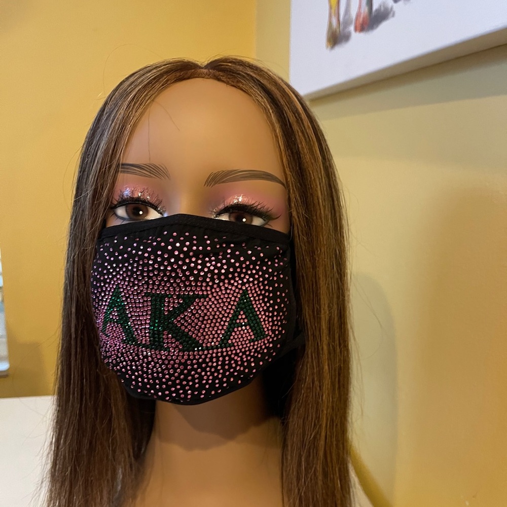 Alpha Kappa Alpha Bling Face Mask Pink Sprinkle - Picture 5 of 8
